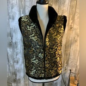Milon fleece/metallic dragon reversible vest. Size S
